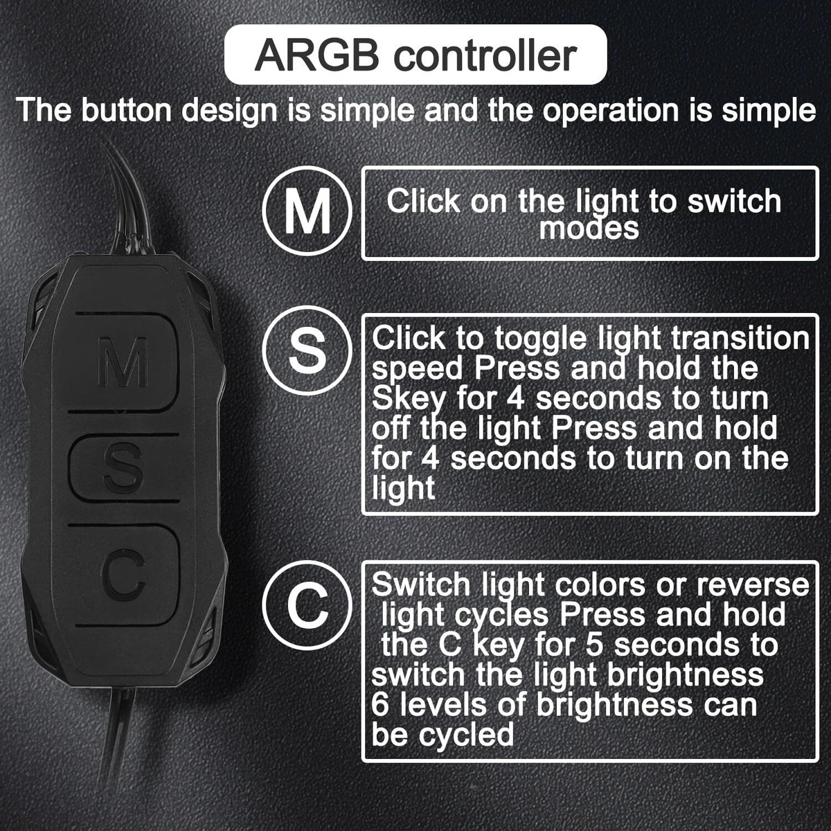ARGB Controller 5 V 3 pin, ARGB Controller di alimentazione telecomando HF ventola di controllo luce PC accessori con pin SATA per cavo splitter ARGB a 3 poli strisce luminose