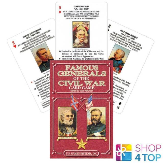 FAMOUS GENERALS OF THE CIVIL WAR PLAYING CARDS DECK US GAMES SYSTEMS MAGIC NEW