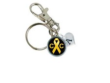 Custom Childhood Cancer Awareness Ribbon Key Chain Initial Family Charm Gift