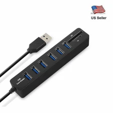 6 Ports USB 2.0 Hub Splitter Multi USB Combo 2 In 1 SD/TF Card Reader For PC