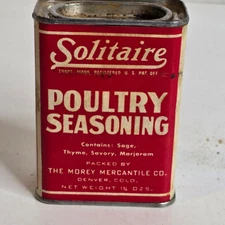 Vintage Solitaire Poultry Seasoning Spice Tin Morey Mercantile Denver CO
