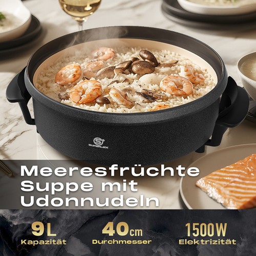 SUPERLEX Elektrische Pizzapfanne Multipfanne Partypfanne Elektropfanne 40cm - Bild 5 von 12