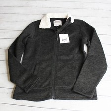 Everlast Women's Casual Fleece Knit Jacket Size S Charcoal Gray Black Front Zip