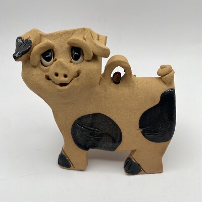Max Hindt Pig Bell Handmade Signed Art Pottery Sculpture Clapper Ceramic Clay