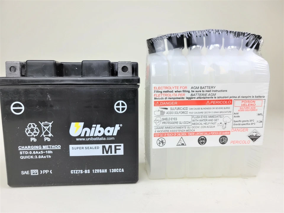 BATERÍA UNIBAT CTZ7S-BS AGM SIN MANTENIMIENTO KTM 250 350 400 450 505 520 525 NUEVA Foto 3 de 3