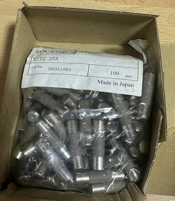 100x SOC CORP AC250V/25A inrush-withstand 10.3×38.1 mm ceramic cartridge fuse