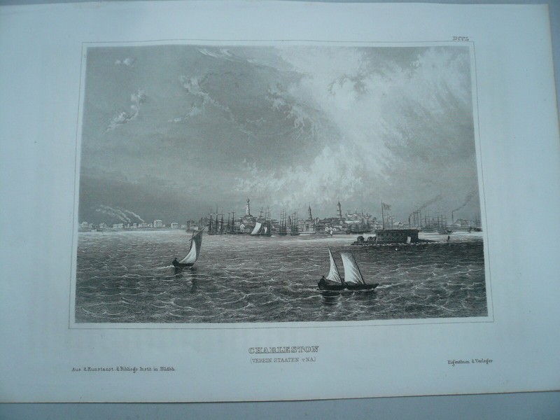 Charleston, steelengraving, anno 1860, Bibliographisches Institut -
