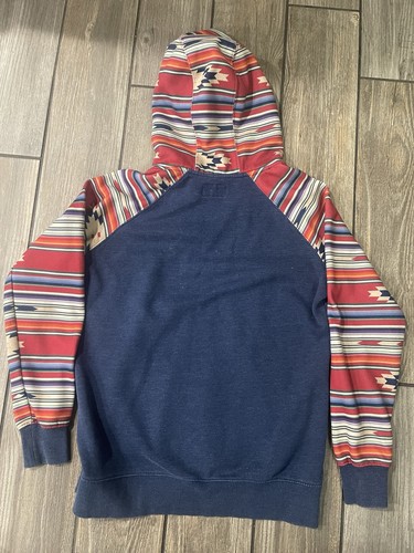 Hooey Hoodie Girl L Navy Taos Aztec Pull Over Long Sleeve Cowgirl Western Rodeo - Picture 2 of 8