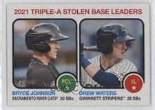 2022 Topps Heritage Minor League Edition Leaders Drew Waters Bryce Johnson 00gy