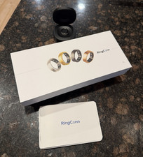 RingConn Gen 2 Smart Ring Size 8 Silver Band Metal Stackable w/ Charging Dock