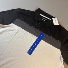Calvin Klein Men's Large Black White Gray Polo Shirt Quick Drying Wicking NWT