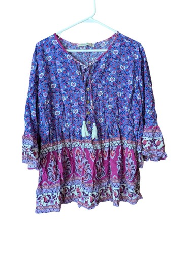Rustty Dustty Women's Floral Bohemian Women's Tunic Top Size 3XL