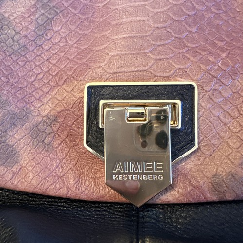 Aimee Kestenberg Black Brown Leather Snakeskin Crossbody Purse EUC - Picture 2 of 19