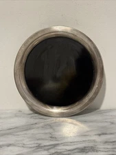 Vintage EALES 1779 Silverplated Round Faux Black Wood Laminate 9” Tray Platter