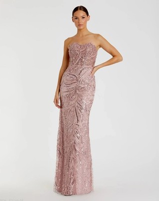 Mac Duggal 20544 Pink Strapless Embellished Trumpet Gown Sz 8 NWOT