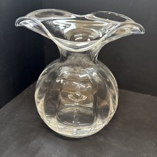 Viteri Hibiscus Art Glass Hand Blown Ruffle Top Vase 