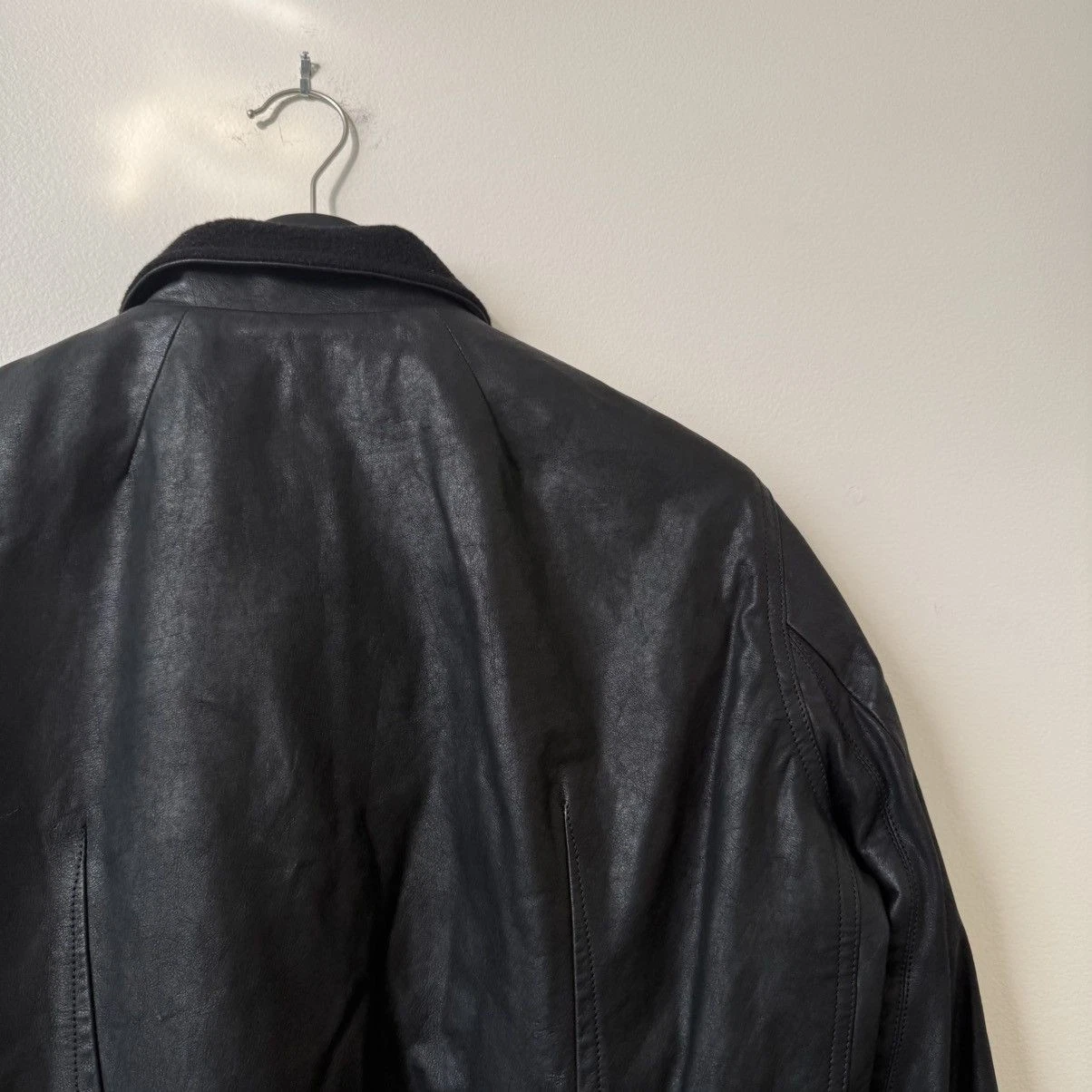 Rick Owens Stooges Leather Biker Jacket Cashmere Lining Black Sz IT 50 Italy - product detail image 15
