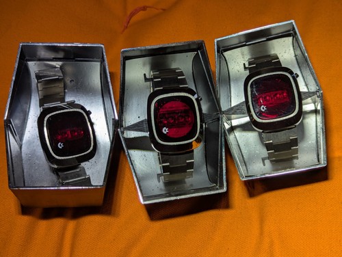 Vintage/Antique Commodore LED Watch LOT. 3 WATCHES 70's