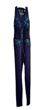 Kelle Dance Costume Unitard Navy Sequin Large Child Youth L Full Legs