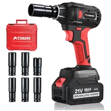 Lightweight 21V Cordless Impact Wrench with 400N.m Torque & 6 Piece Socket Set