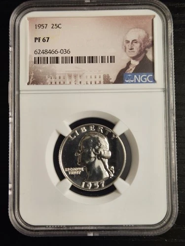 1957 NGC PF67 Washington Quarter 90% Silver      Lot #394