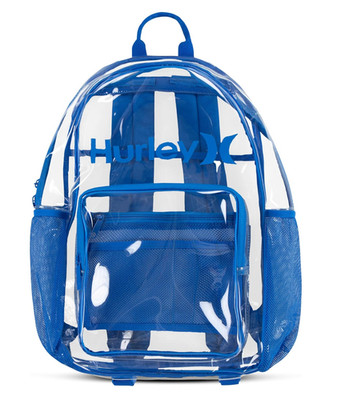 Hurley Clear Backpack Blue/Santiago Transparent School Bag Stadium Approved NWT