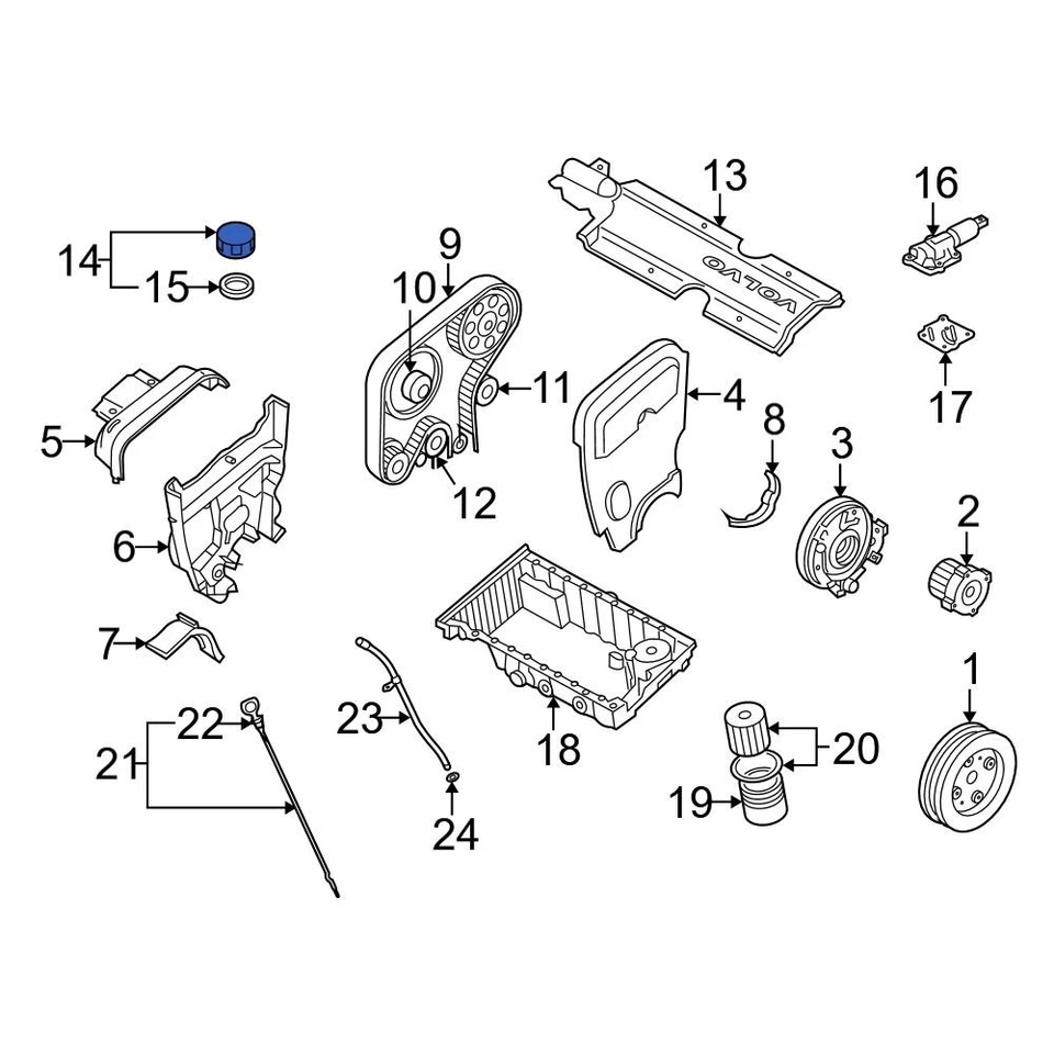 For Volvo S60 2001-2009 Volvo 8692888 Engine Oil Filler Cap Foto 3 de 4