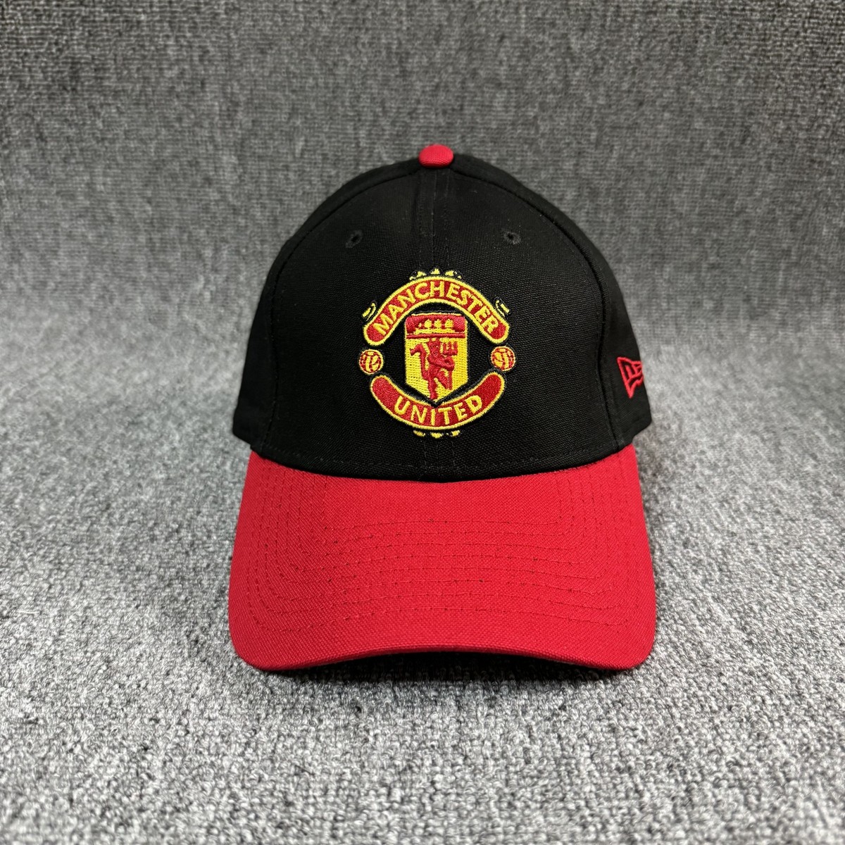 New Era Manchester United Cap Black Red Hook and Loop Hat