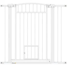 30"-41" Dog Gate w/ Cat Door, 3-Inch & 5.5-Inch Extension Kit, 37" H
