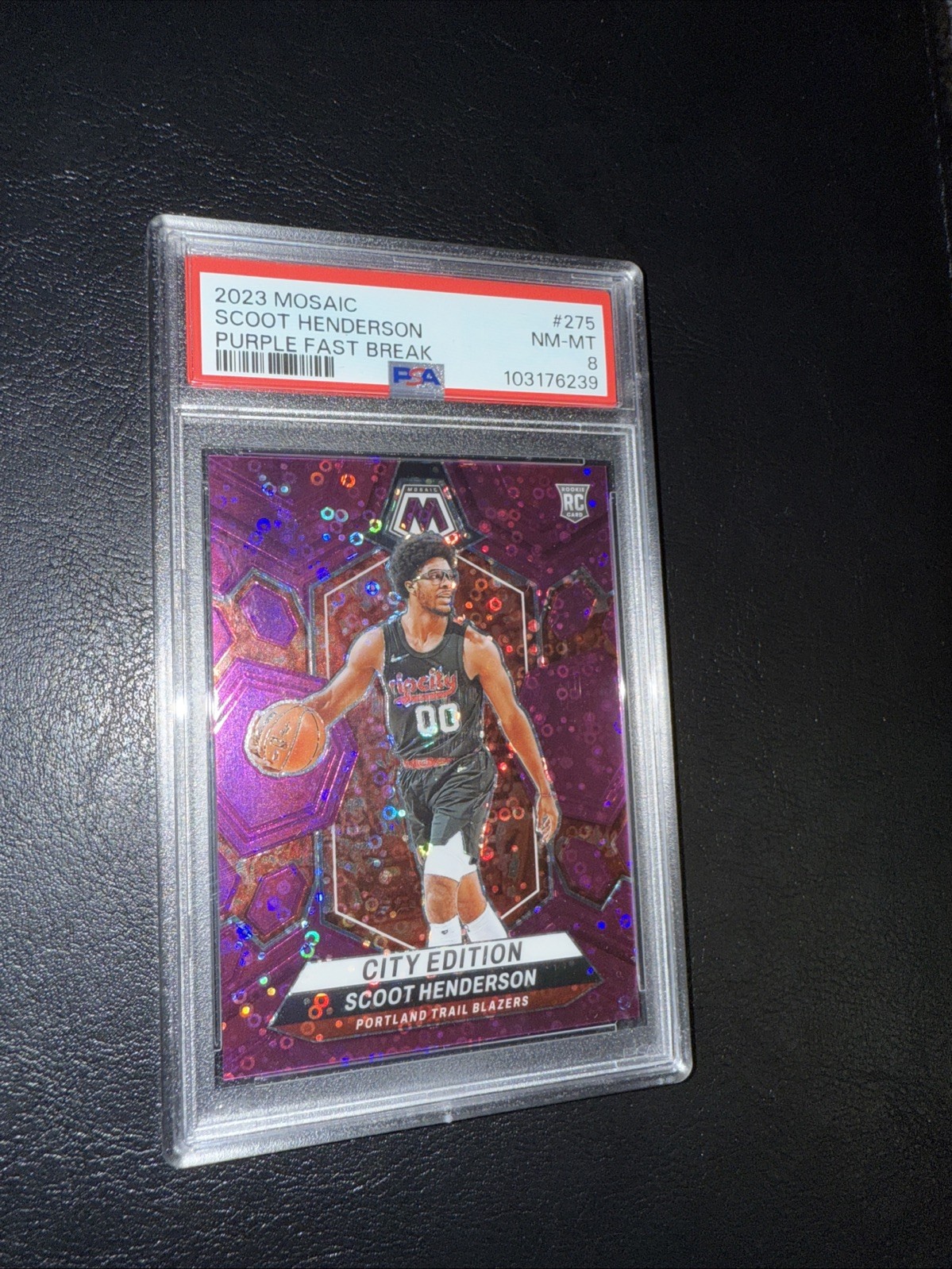 2023 Panini Mosaic SCOOT HENDERSON RC Púrpura Disco Fast Break SSP/50 PSA!