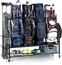PLKOW 4 Golf Bag Organizer Garage Storage, Extra Large Golf Bag Storage Rack for