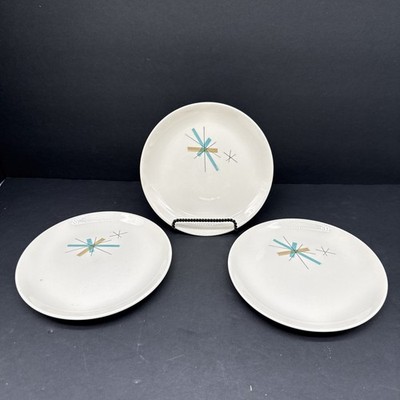 3 NORTH STAR SALEM Bread & Butter Plates Vintage Atomic MCM  6 1/8'' diameter