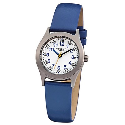 Regent Kinder-Armbanduhr blau Analog F-947 Leder-Armband URF947