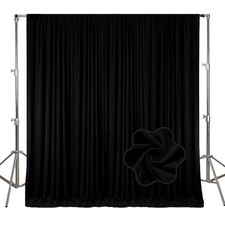 2 PCS 10x10 Ft Black Backdrop Curtains Polyester Fabric Drapes Photo Parties