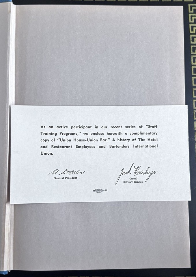 Union House Union Bar AFL CIO First Print 1956 HC Hotel Union | eBay