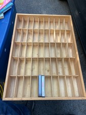 VTG 50 Slot Aztec Laserline Wood Cassette Tape Holder Shelf Rack Box Case 17x24"