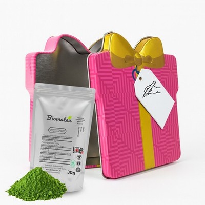 Geschenk-Set, 30g ceremonial Matcha Pulver aus Japan inkl. Metall Geschenk-Etui