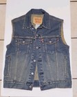 Levis Womens Jean Vest 57511 Size M Wash Denim Trucker Blue Button Front