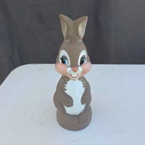 Disney Thumper Bunny Plastic Coin Bank Brown/White w/ Coin Slot Approx 8 in
