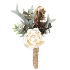 Rose Boutonniere for Men - Prom Boutonniere for Wedding Feather Rustic Bouton...