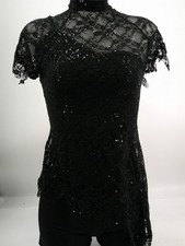 Dance Costume Large Adult Black Kelle Jazz Tap Sequins Lace