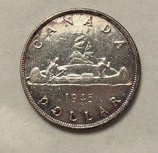 1945 Canada Silver Dollar - AU