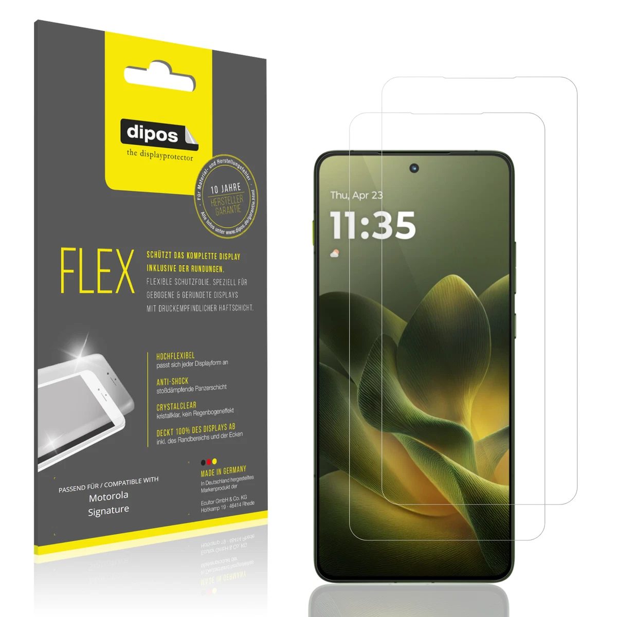 Dipos Pellicola Protettiva Crystalclear Per Motorola Moto 360 – 2 Pezzi, Trasparente, Made In Germany