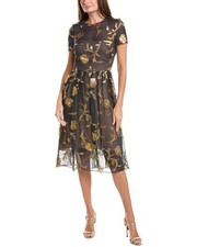 Oscar De La Renta Floral Silhouette Silk-Blend Midi Dress Women's