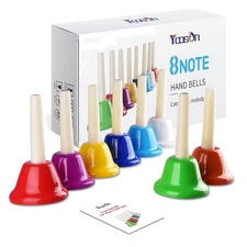 Colorful Musical Handbells with Sheet Music - Ideal for Festivals & Education