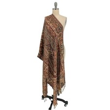 00760 Pure Kashmiri Jacquard Woven Scarf Red Brown fall winter luxury preppy