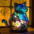 3D Animal Table Lamp Series Stained Glass Stained Night Light Retro Desk Lamps
