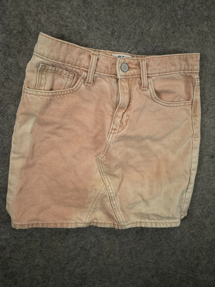 Old Navy 牛仔牛仔裙青少年女孩 L 10 12 大号粉色苦恼褪色可调节 — 第 4/4 张图片