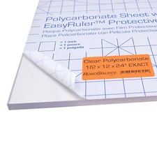 Polycarbonate Plastic Sheet 12" X 24" X 0.472" (1/2") Exact with EasyRuler Film