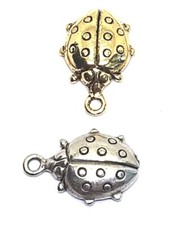 2pcs. Ladybug Pendants Charms Cast Fine Pewter - 13x19x4mm; -2mm-;1D